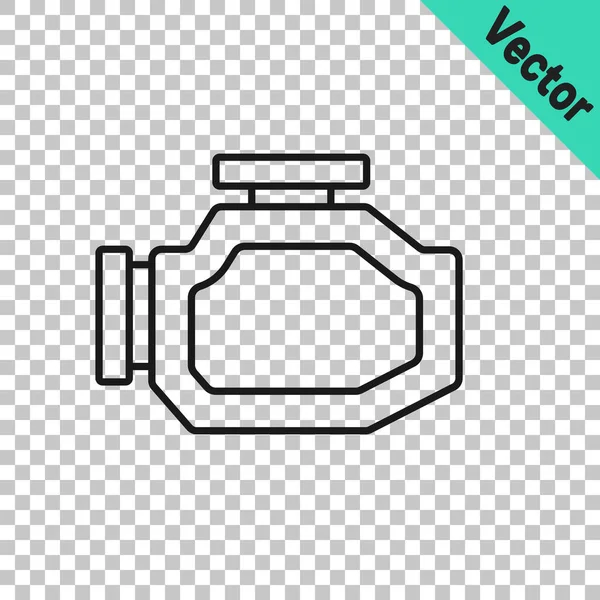 Black line Check engine icon isolated on transparent background. Vector.