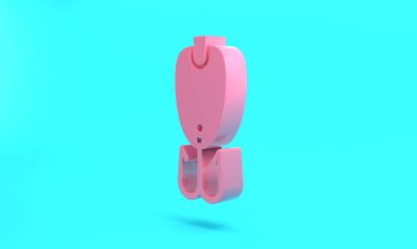 Pink Fishing lure icon isolated on turquoise blue background. Fishing tackle. Minimalism concept. 3D render illustration.