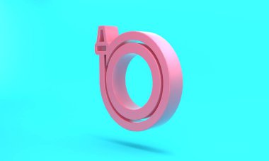 Pink Garden hose icon isolated on turquoise blue background. Spray gun icon. Watering equipment. Minimalism concept. 3D render illustration.