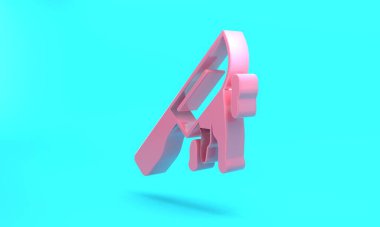 Pink Bloody knife icon isolated on turquoise blue background. Cutlery symbol. Happy Halloween party. Minimalism concept. 3D render illustration.