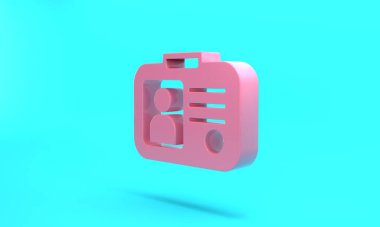 Pink Taxi driver license icon isolated on turquoise blue background. Minimalism concept. 3D render illustration.