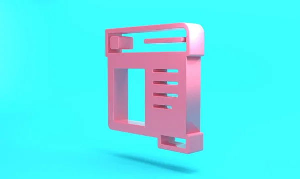 Pink Browser window icon isolated on turquoise blue background. Minimalism concept. 3D render illustration.