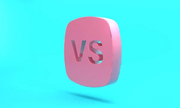 Pink VS Versus battle icon isolated on turquoise blue background. Competition vs match game, martial battle vs sport. Minimalism concept. 3D render illustration.