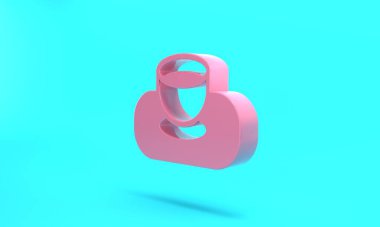 Pink Soy sauce in bowl icon isolated on turquoise blue background. Minimalism concept. 3D render illustration.