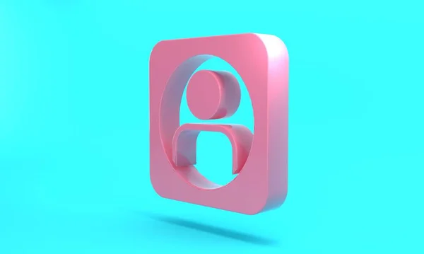 Pink Create account screen icon isolated on turquoise blue background. Minimalism concept. 3D render illustration.