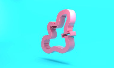 Pink Racing track icon isolated on turquoise blue background. Minimalism concept. 3D render illustration.