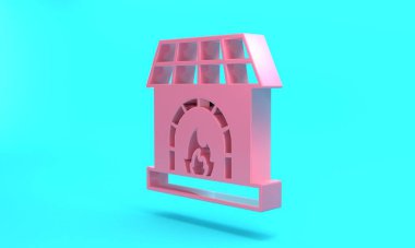 Pink Blacksmith oven icon isolated on turquoise blue background. Minimalism concept. 3D render illustration.