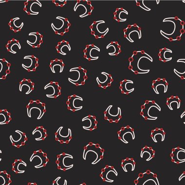 Line Necklace icon isolated seamless pattern on black background. Vector.