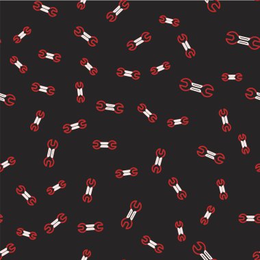 Çizgi anahtarının simgesi siyah arkaplanda izole edilmiş. Anahtar tamir aleti. Servis aracı sembolü. Vektör.