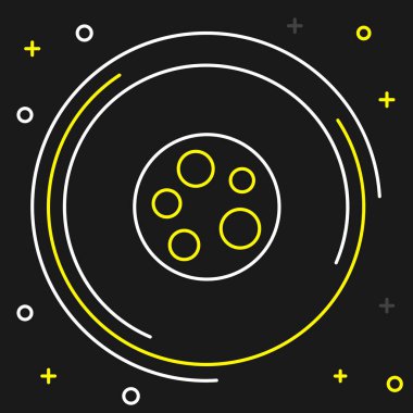 Line Moon icon isolated on black background. Colorful outline concept. Vector.