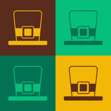 Pop Art Leprikon şapka simgesi renk arkaplanında izole edildi. Aziz Patrick gününüz kutlu olsun. Ulusal İrlanda bayramı. Vektör.