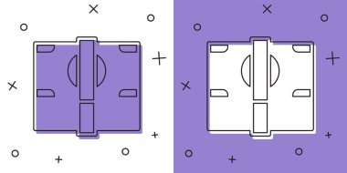 Stacks kağıt para para ikonu beyaz ve mor arkaplan izole. Para desteleri. Para birimi. Vektör.