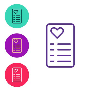 Satır alışveriş listesi simgesi beyaz arkaplanda izole edildi. Simgeleri renklendirin. Vektör.