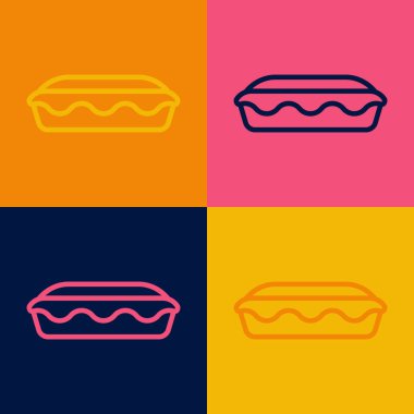 Pop sanat eseri ev yapımı turta ikonu renk arkaplanında izole edilmiş. Vektör.