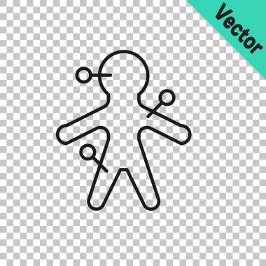 Black line Voodoo doll icon isolated on transparent background. Vector.