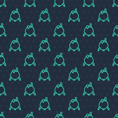 Yeşil çizgi cadı kazan ikonu mavi arka planda izole edilmiş pürüzsüz desen. Mutlu Cadılar Bayramı Partisi. Vektör.