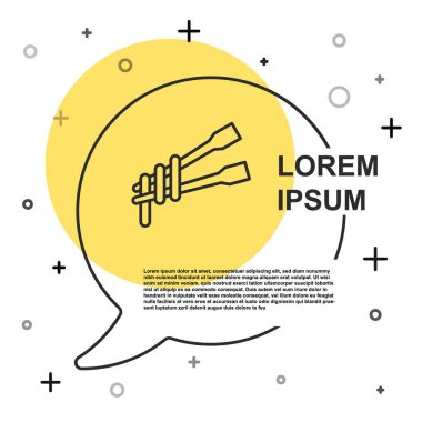 Black line Food chopsticks with noodles icon isolated on white background. Wooden Korean sticks for Asian dishes. Oriental utensils. Random dynamic shapes. Vector.