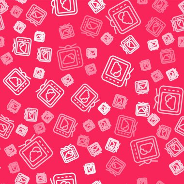 White line Weather forecast icon isolated seamless pattern on red background. Vector.