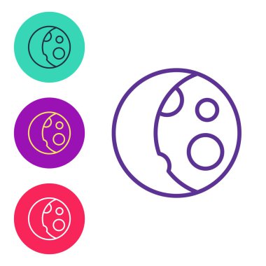 Beyaz arkaplanda Ay çizgi faz simgesini ayır. Simgeleri renklendirin. Vektör.