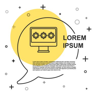 Black line Monitor with password notification icon isolated on white background. Security, personal access, user authorization, login form. Random dynamic shapes. Vector.