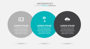 Set Old key Safe and Cloud computing lock. Business infographic template. Vector.