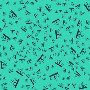 Siyah Kral taç ikonu yeşil arka planda kusursuz deseni izole etti. Vektör