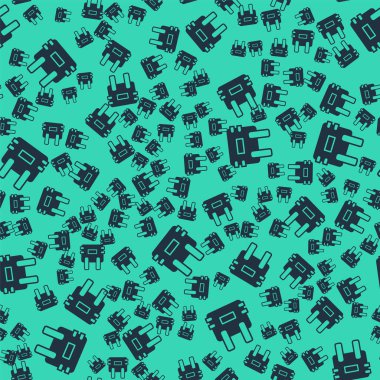 Black Bulletproof vest for protection from bullets icon isolated seamless pattern on green background. Body armor sign. Military clothing. Vector.