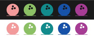 Bowling topu simgesini siyah ve beyaz arkaplanda izole et. Spor malzemeleri. Vektör.