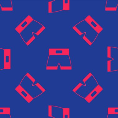 Red Boxing short icon isolated seamless pattern on blue background. Vector.