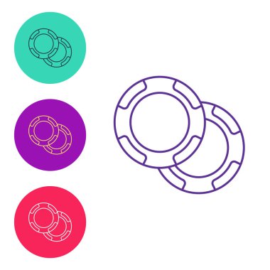 Set line Casino chips icon isolated on white background. Casino gambling. Set icons colorful. Vector.