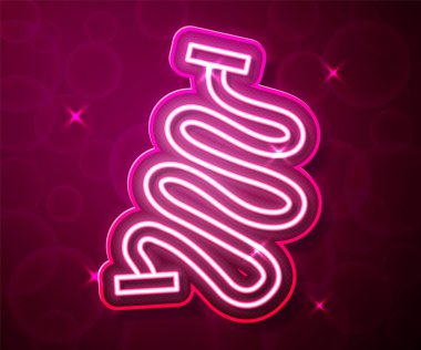 Parlayan neon hattı yarış pisti simgesi kırmızı arkaplanda izole edildi. Vektör.