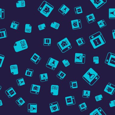 Set FB2 File Book Photo album gallery and Chemistry book on seamless pattern. Vector.