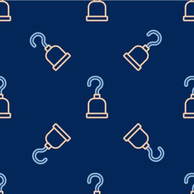 Line Pirate hook icon isolated seamless pattern on blue background. Happy Halloween party. Vector.
