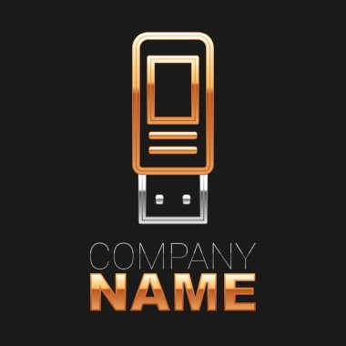 Satır USB flash disk simgesi siyah arkaplanda izole edildi. Renkli taslak konsepti. Vektör.