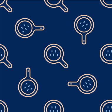 Line Magnifying glass and taxi car icon isolated seamless pattern on blue background. Taxi search. Vector.
