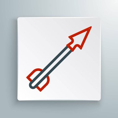 Orta Çağ çizgi ok simgesi beyaz arkaplanda izole edildi. Ortaçağ silahı. Renkli taslak konsepti. Vektör.