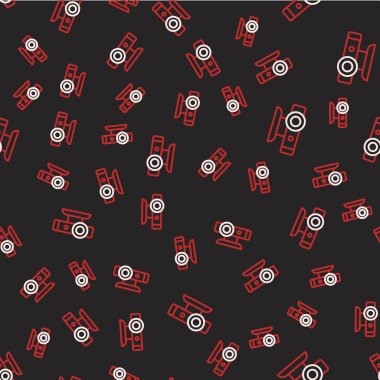 Çizgi Web kamera simgesi siyah arkaplanda izole edilmiş kusursuz desen. Sohbet kamerası. Web kamerası simgesi. Vektör.