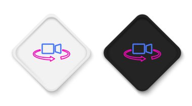 Beyaz arkaplanda 360 derecelik görünüm simgesi izole edildi. Sanal gerçeklik. 360 derecelik açıyla. Panorama fotoğrafı. Renkli taslak konsepti. Vektör.