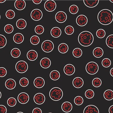 Line Rice in a bowl icon isolated seamless pattern on black background. Traditional Asian food. Vector.