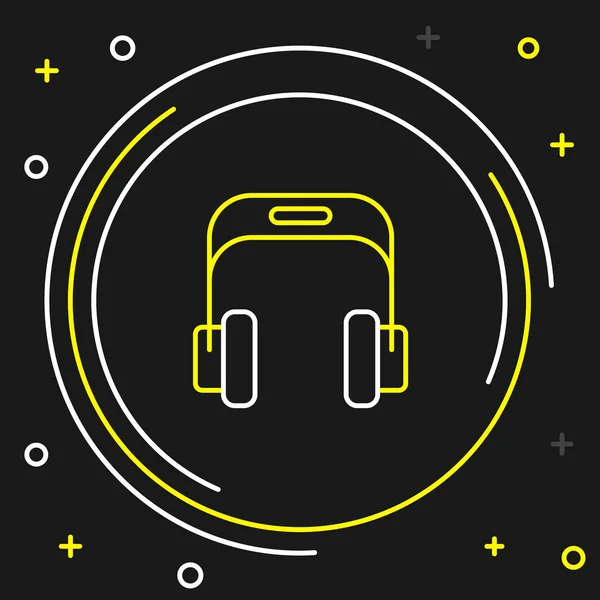 Line Headphones Pictogram Geïsoleerd Zwarte Achtergrond Oortelefoons Concept Voor Het — Stockvector