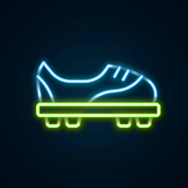 Светящийся Неоновая Линия Футбольная Обувь Значок Изолирован Черном Фоне Футбольные — стоковый вектор