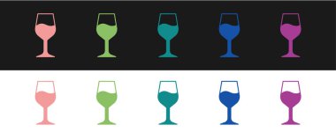 Şarap kadehi simgesini siyah beyaz arkaplanda izole et. Şarap kadehi işareti. Vektör.