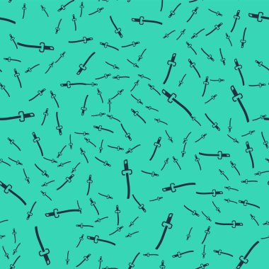 Black Traditional Japanese katana icon isolated seamless pattern on green background. Japanese sword. Vector.