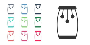 Siyah Conga davul simgesi beyaz arkaplanda izole edildi. Müzik aleti. Simgeleri renklendirin. Vektör.