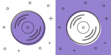 Set Vinyl disk icon isolated on white and purple background. Vector.