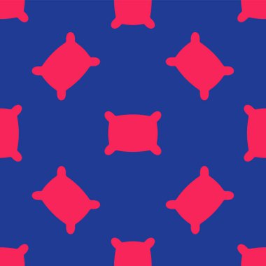 Kırmızı dikdörtgen yastık simgesi mavi arkaplanda izole edilmiş. Yastık tabelası. Ortopedik yastık. Vektör.