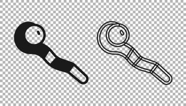 Şeffaf arkaplanda kara büyü simgesi izole edildi. Sihirli değnek, asa, değnek, değnek. Vektör.