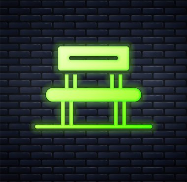 Glowing neon Waiting hall icon isolated on brick wall background. Vector.