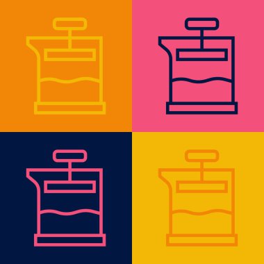 Pop Art Line Fransız basın simgesi renk arkaplanında izole edildi. Vektör.