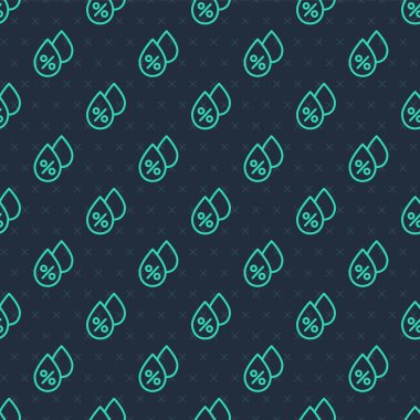 Yeşil çizgi Su bırakma yüzdesi simgesi mavi arkaplanda izole edilmiş pürüzsüz desen. Nem analizi. Vektör.